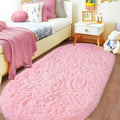 VIKAMA Solid Oval Rug – Soft Non-Slip Hallway Doormat & Bedroom Bedside Carpet