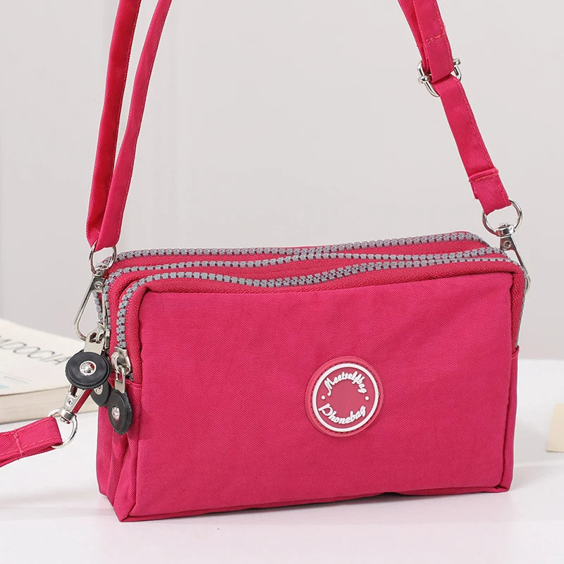 Large Capacity Triple Zipper Crossbody Shoulder Bag — Fashion Ladies Phone & Storage Bag