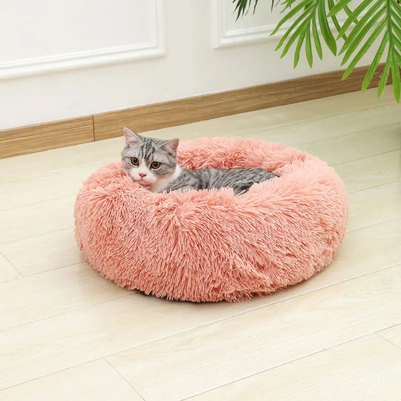 Soft Long Plush Dog Bed – Warm Basket Cushion for Small & Medium Dogs and Cats