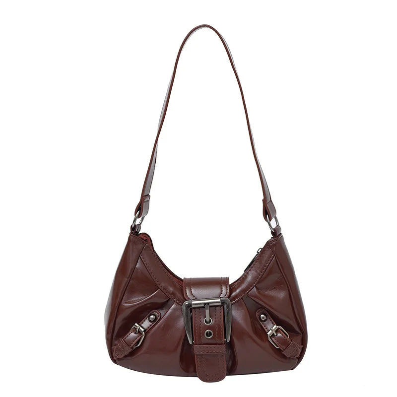 Y2K Retro Pleated Hobo Shoulder Bag – Maillard Style Underarm Clutch for Women
