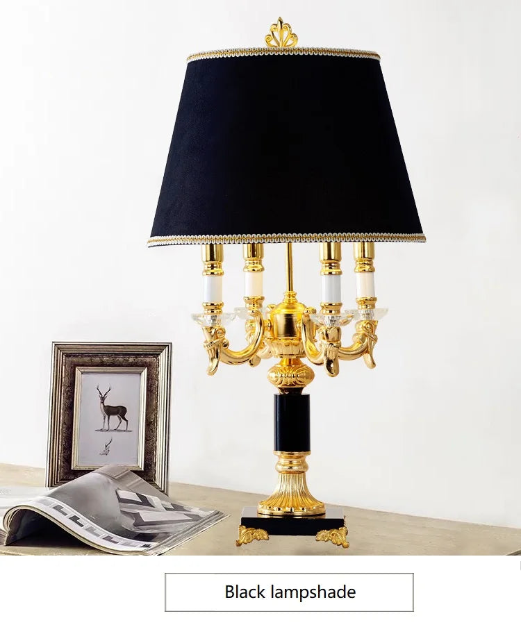 Crystal Table Lamp – Black or Beige Fabric Shade