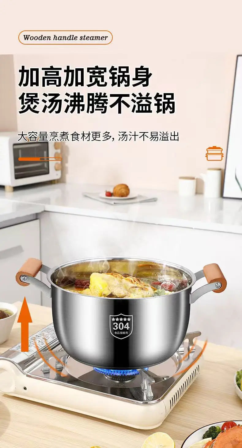 Stainless Steel Soup Pot – Glass Lid & Side Handles