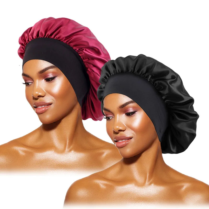 Satin Sleep Bonnet — Wide-Brim Hair Care Cap