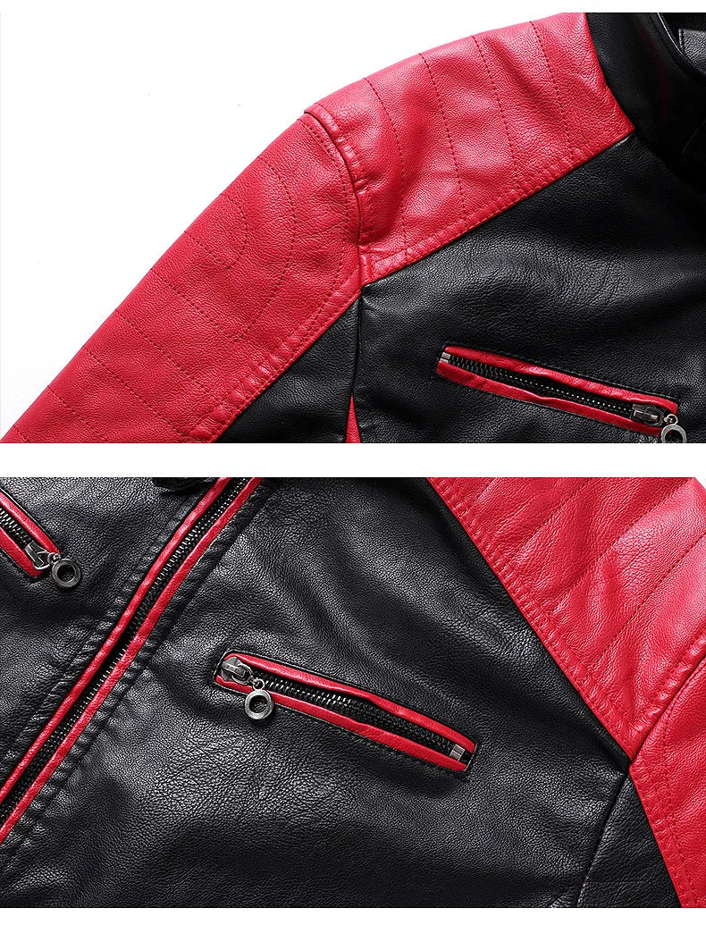 Men's Faux Leather Jacket – Slim Fit Stand Collar