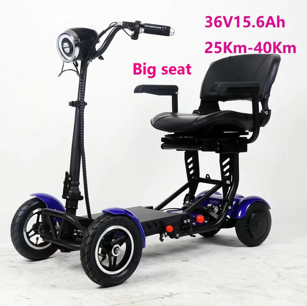 4-Wheel Mobility Scooter for Seniors, Foldable Electric Travel Scooter