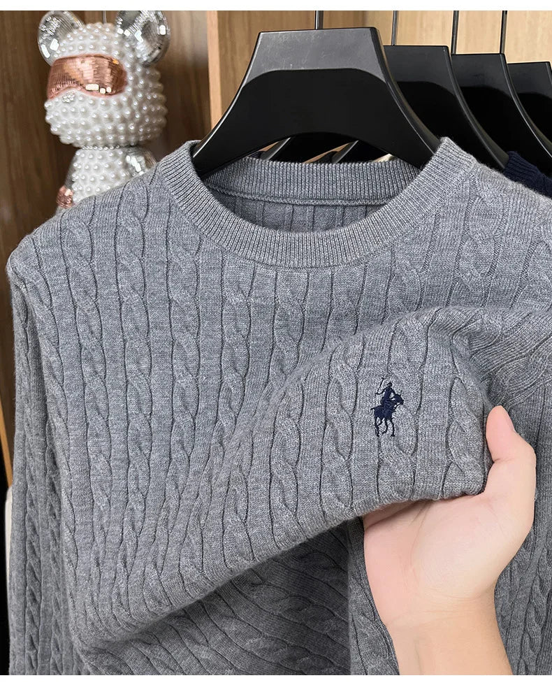 Men's Luxury Pony Embroidery Knit Sweater — Premium Detail Knitwear