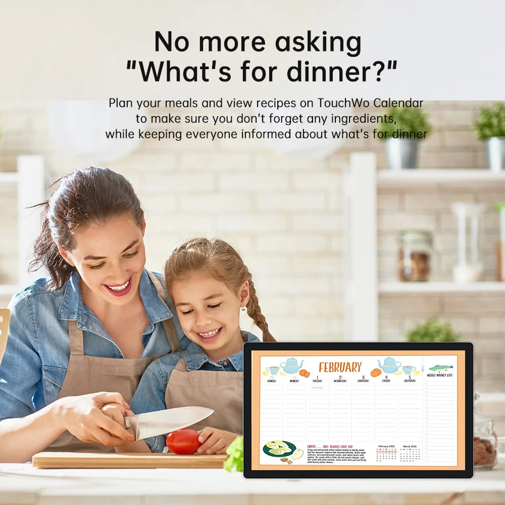 TouchWo Touchscreen Digital Calendar & Smart Display – 15.6" to 43", Android 11/12, 1080p