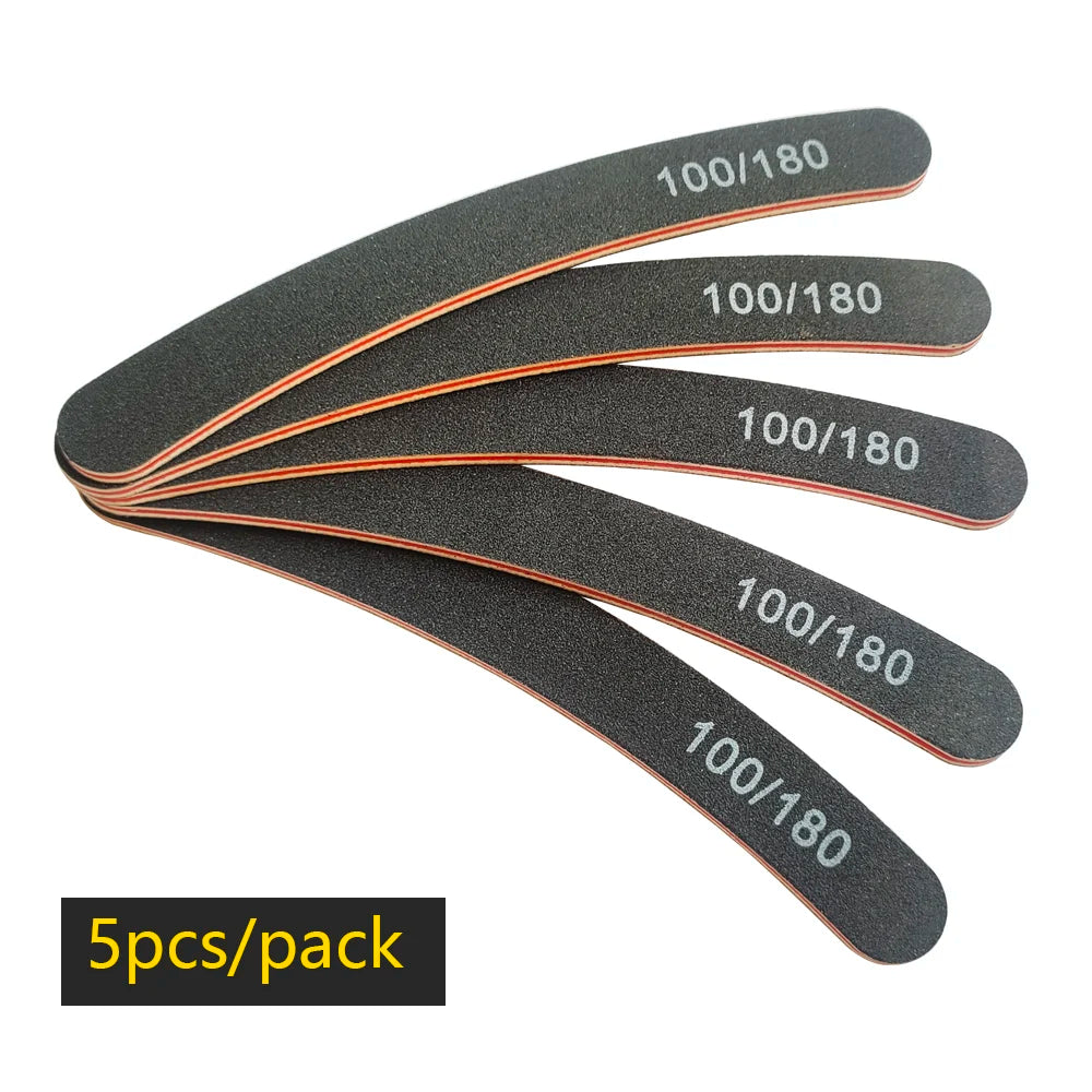 Nail File Buffer 100/180 Grit – Double-Sided Half Moon Sandpaper Nail Sanding & Manicure Tool