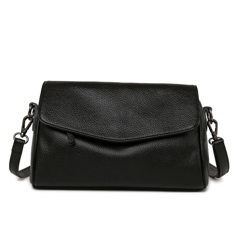 VANDERWAH 100% Genuine Cow Leather Flap Crossbody Shoulder Bag – Designer Messenger Handbag for Women