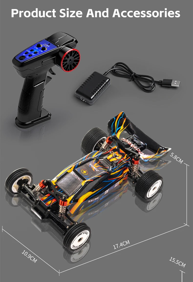WLtoys 244016 V2 1:24 Scale 2WD RC Racing Car with Electronic Gyro – 25KM/H 3-Speed Remote Control