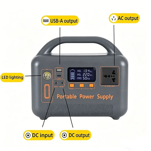 500W Portable Power Station — Multi-Output Solar Generator for Outdoor & Emergency Use