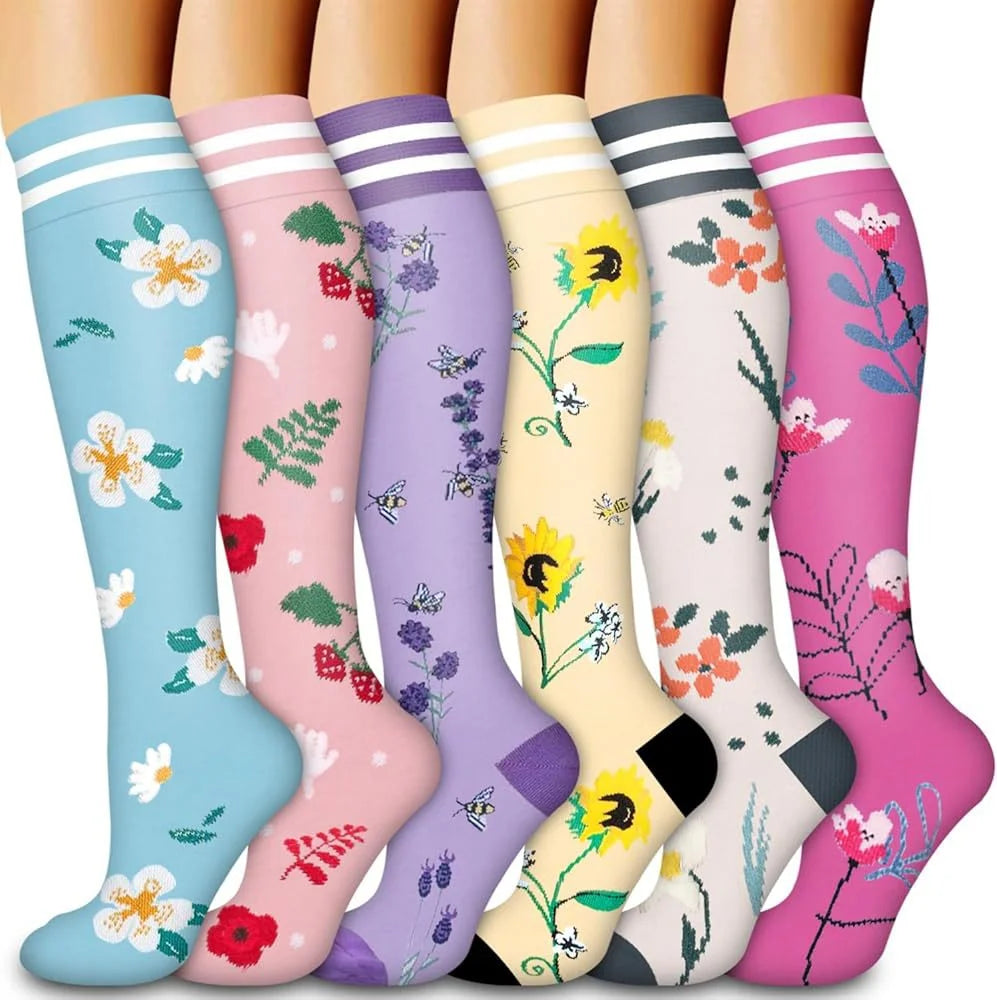 Knee High Compression Stockings 20-30mmHg – 6 Pairs Sports, Medical, Varicose Veins, Pregnancy, Edema & Diabetes