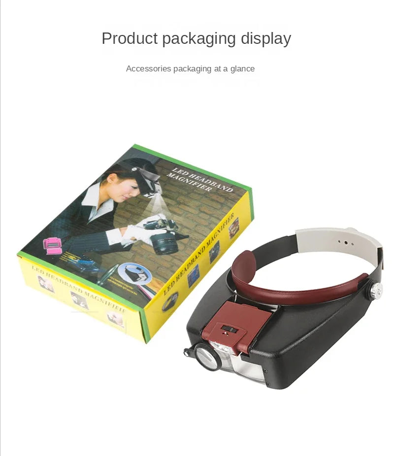 10X LED Magnifying Headband Glasses — Illuminated Loupe for Jewelry, Repair & Close-Up Work