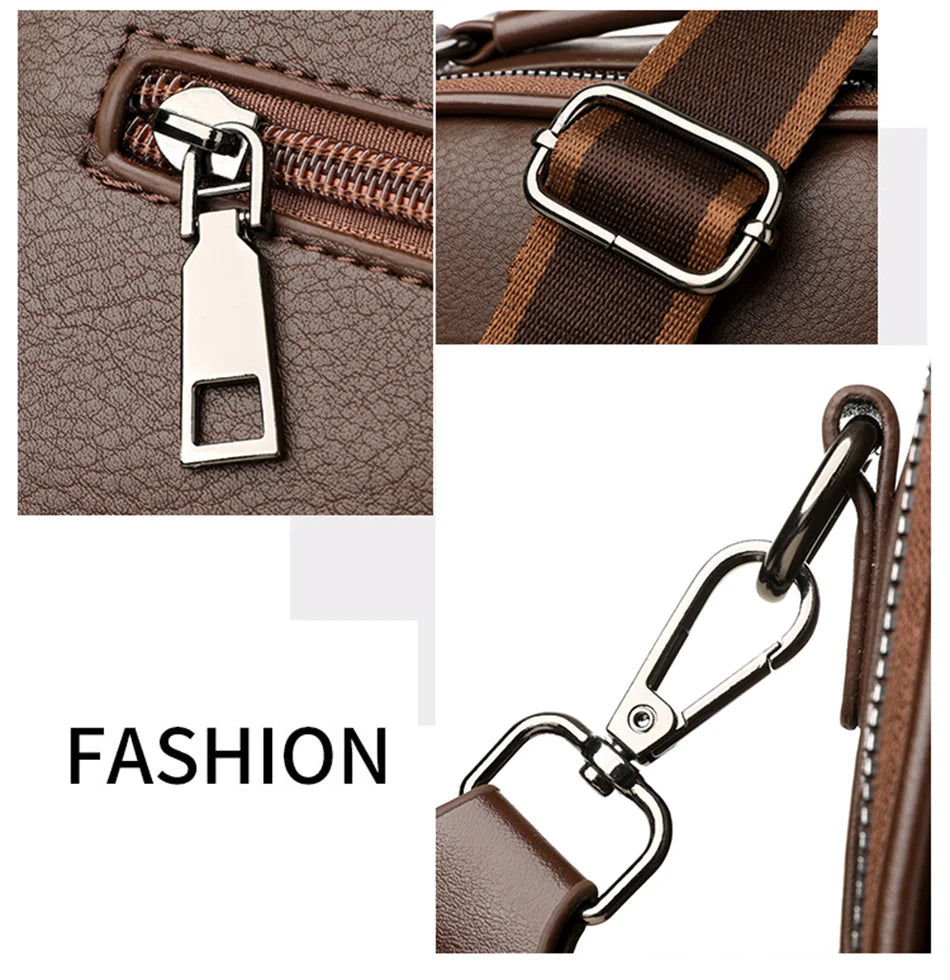 3-Layer Soft PU Leather Crossbody Shoulder Tote – Large Capacity Designer Messenger Bag for Women