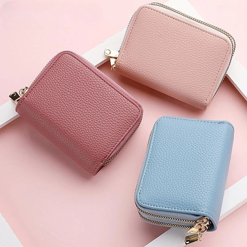 Women's Double Zipper Short Wallet – Fashion Credit Card Holder with Large Capacity Coin Purse