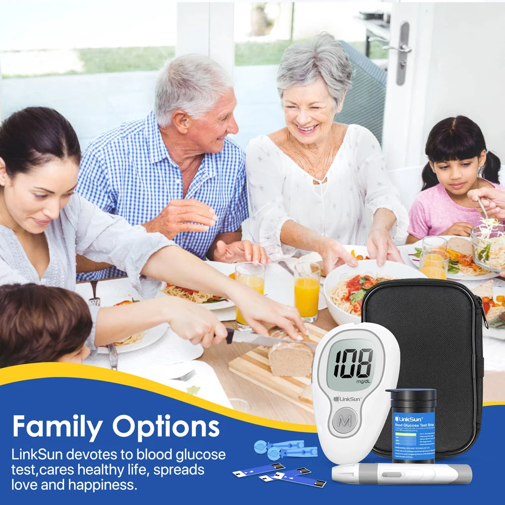 Linksun Blood Glucose Meter G-425-3 Kit – No-Code Glucometer with Test Strips & Lancets