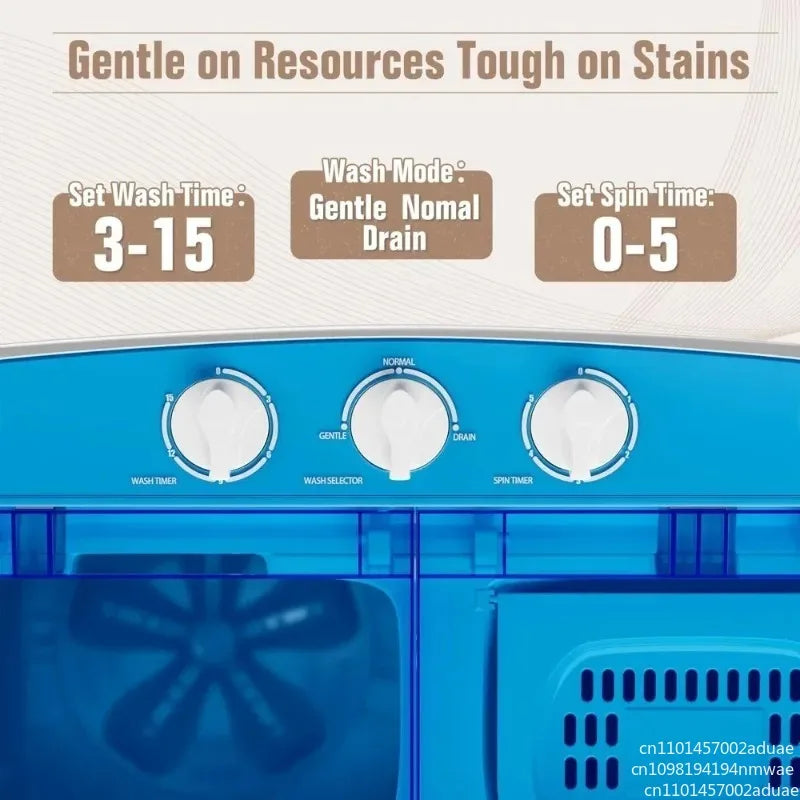 Portable Washer & Dryer Combo | 16 Lbs Twin Tub, Glass Cover, Stainless Steel Spin Tub, Apartment, Dorm, RV & Camping