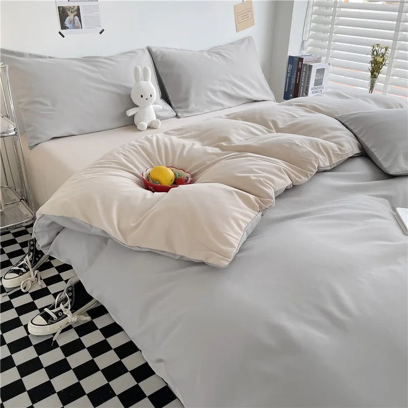 Plaid Double-Sided Quilt Cover – Skin-Friendly Duvet Cover, Single to King (No Pillowcase)
