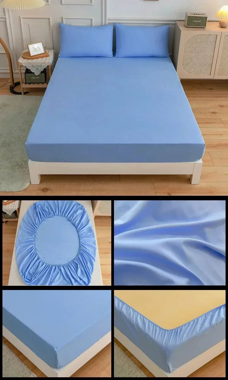 High-Quality Elastic Fitted Sheet – Solid Color Mattress Cover, 80–200cm, Single to King