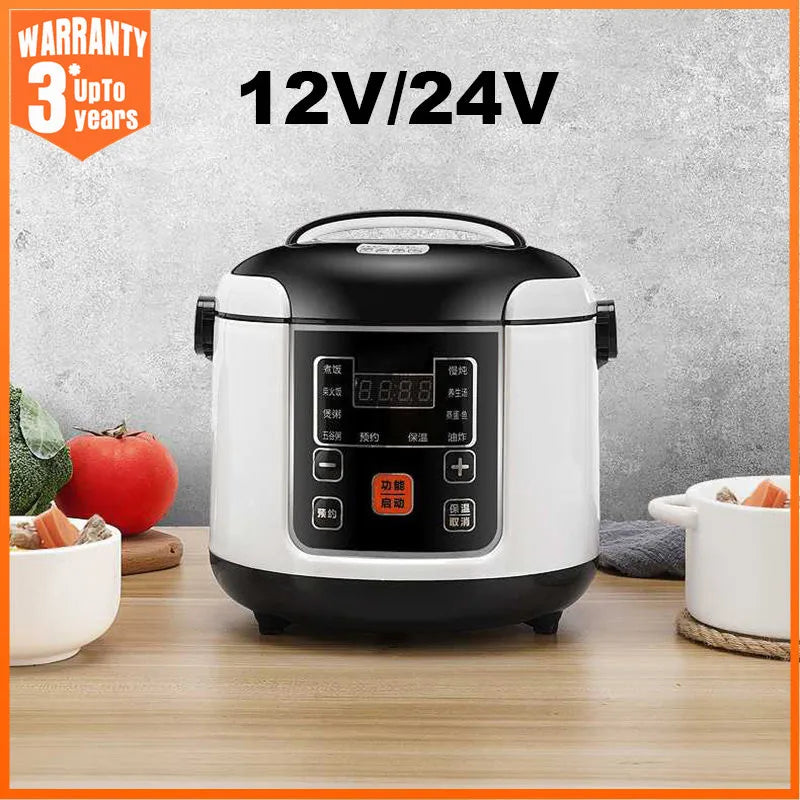 12V/24V Mini Car Rice Cooker 2L — Portable Truck Lunch Box Meal Heater & Food Steamer