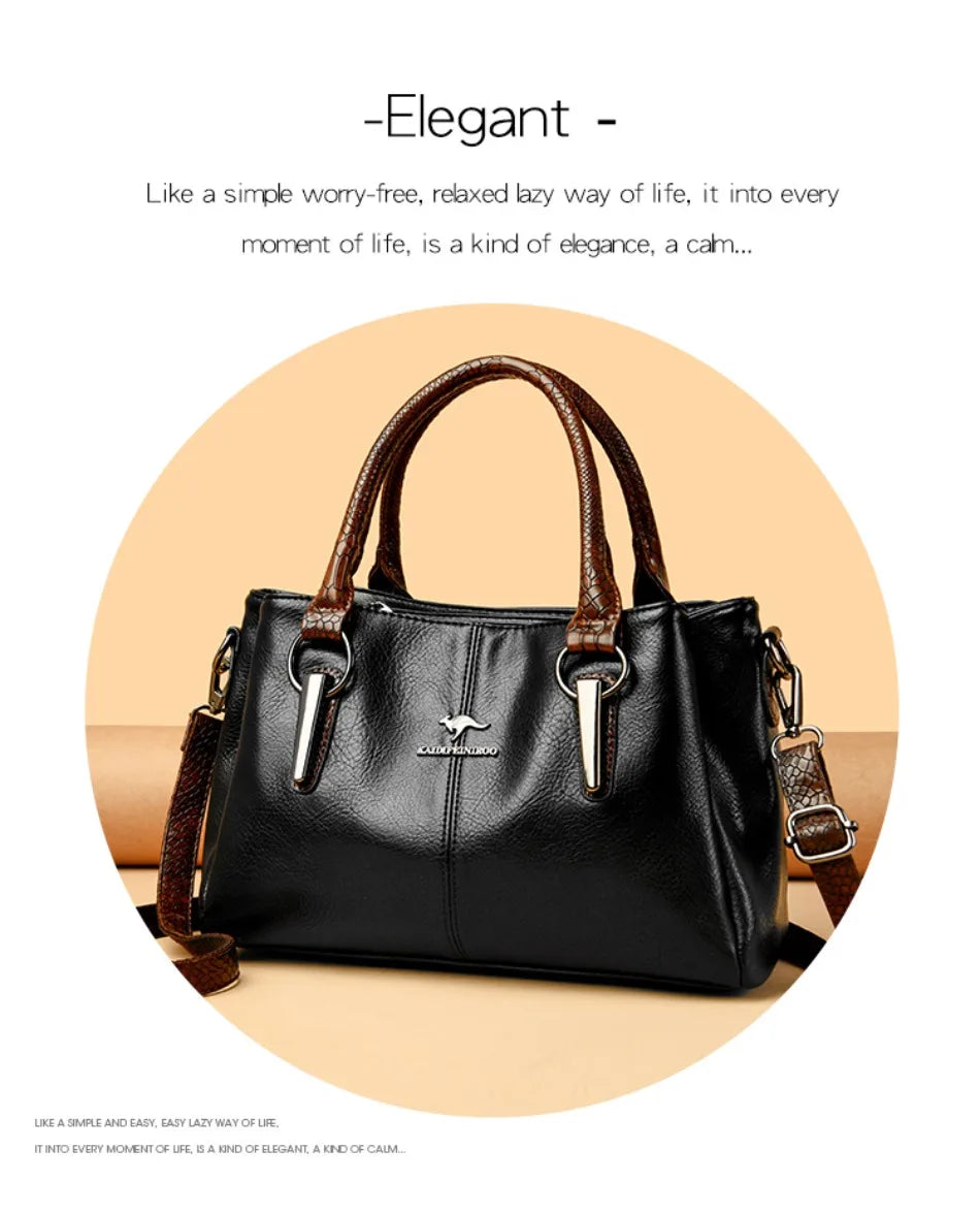 Luxury Soft Leather Large Capacity Tote Crossbody Bag – Elegant Shoulder Handbag for Women