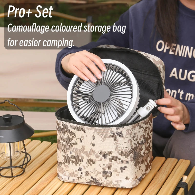 10000mAh Camping Fan – Rechargeable Portable Wireless Ceiling Fan with Power Bank & LED Lighting Tripod