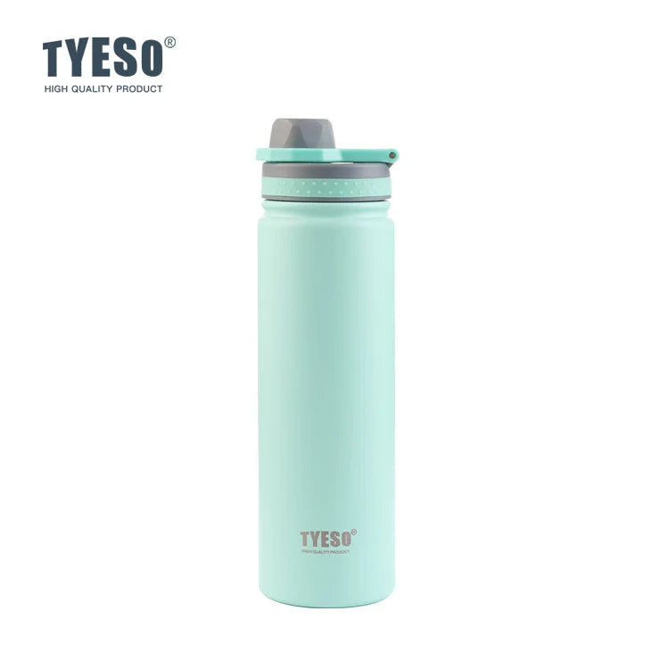 TYESO 304 SS Vacuum Thermos Bottle – Wide Mouth, Leakproof, 6–12Hr, 600–1200ml, 10+ Colors, Optional Cup Bag