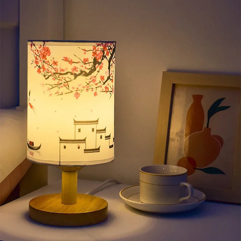 Square Table Lamp – Warm LED & Fabric Shade