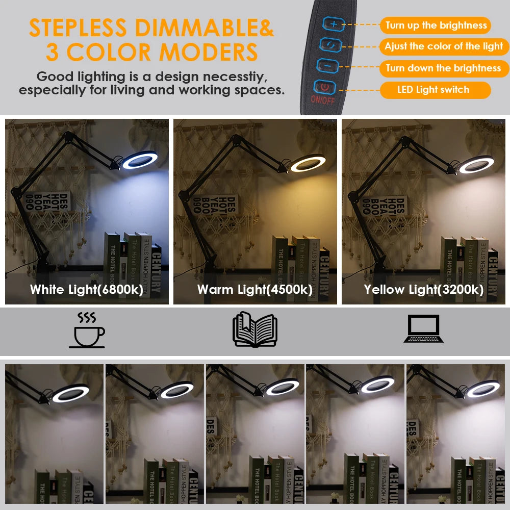72-LED Illuminated Magnifier with 3-Color Lighting