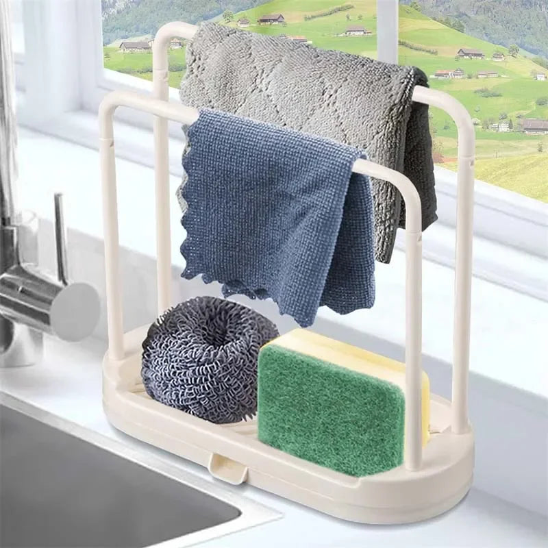 Kitchen Sink Drain Storage Basket — 2-Piece Sponge & Rag Drainage Shelf Organizer