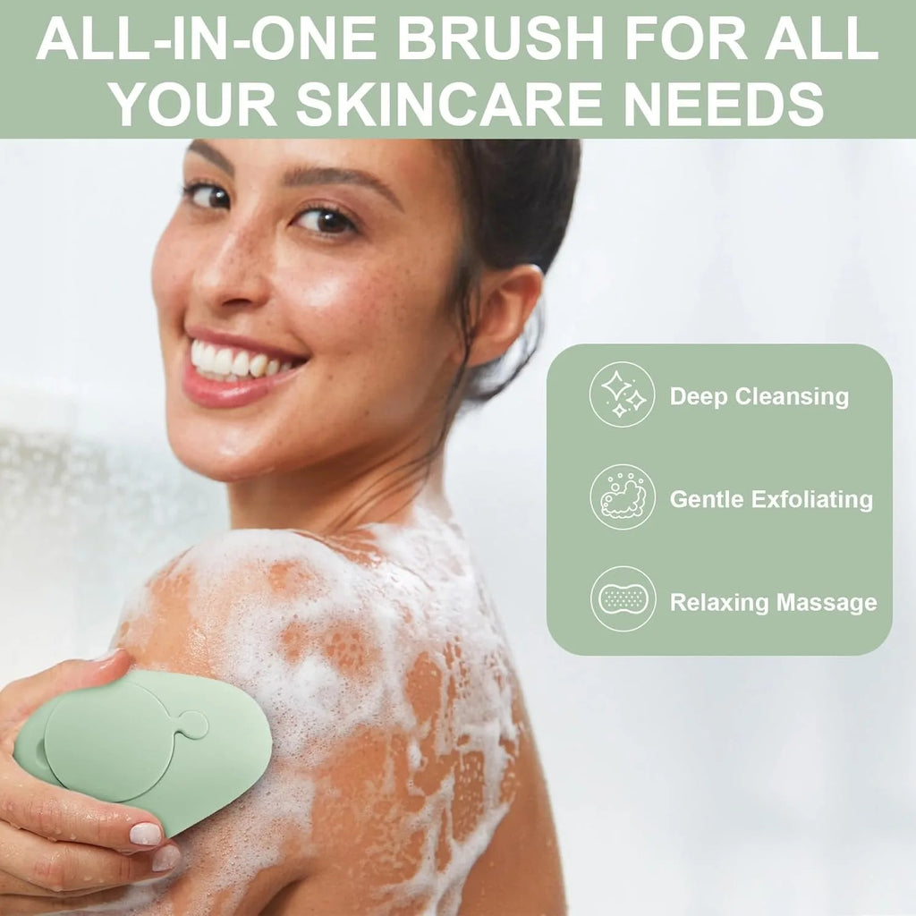 Silicone Refillable Body Scrubber Brush – Soft Exfoliating Shower Massage Brush