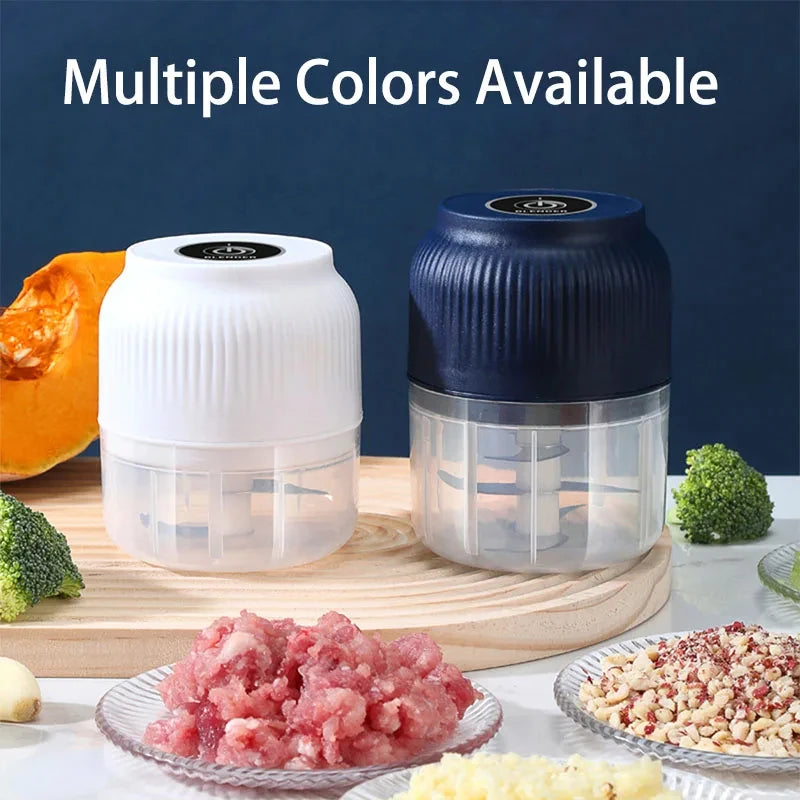 250ML Mini Wireless USB Vegetable Chopper & Garlic Crusher — Rechargeable Electric Food Chopper
