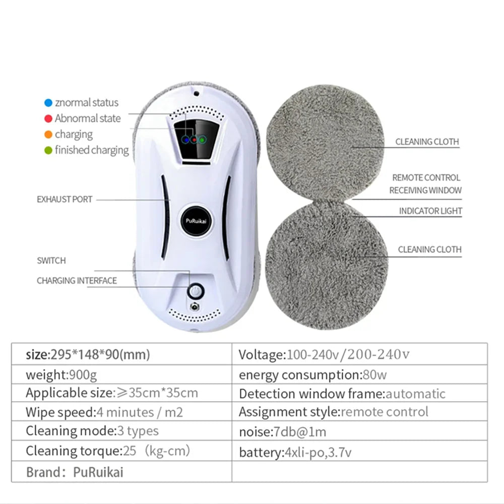 Ultra Thin Window Cleaning Robot – Electric Remote Control Glass Cleaner for Home
