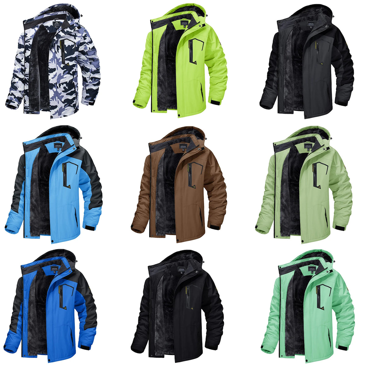 TACVASEN Fleece-Lined Mountain Hiking Jacket – Removable Hood Ski Snowboard Parka for Men