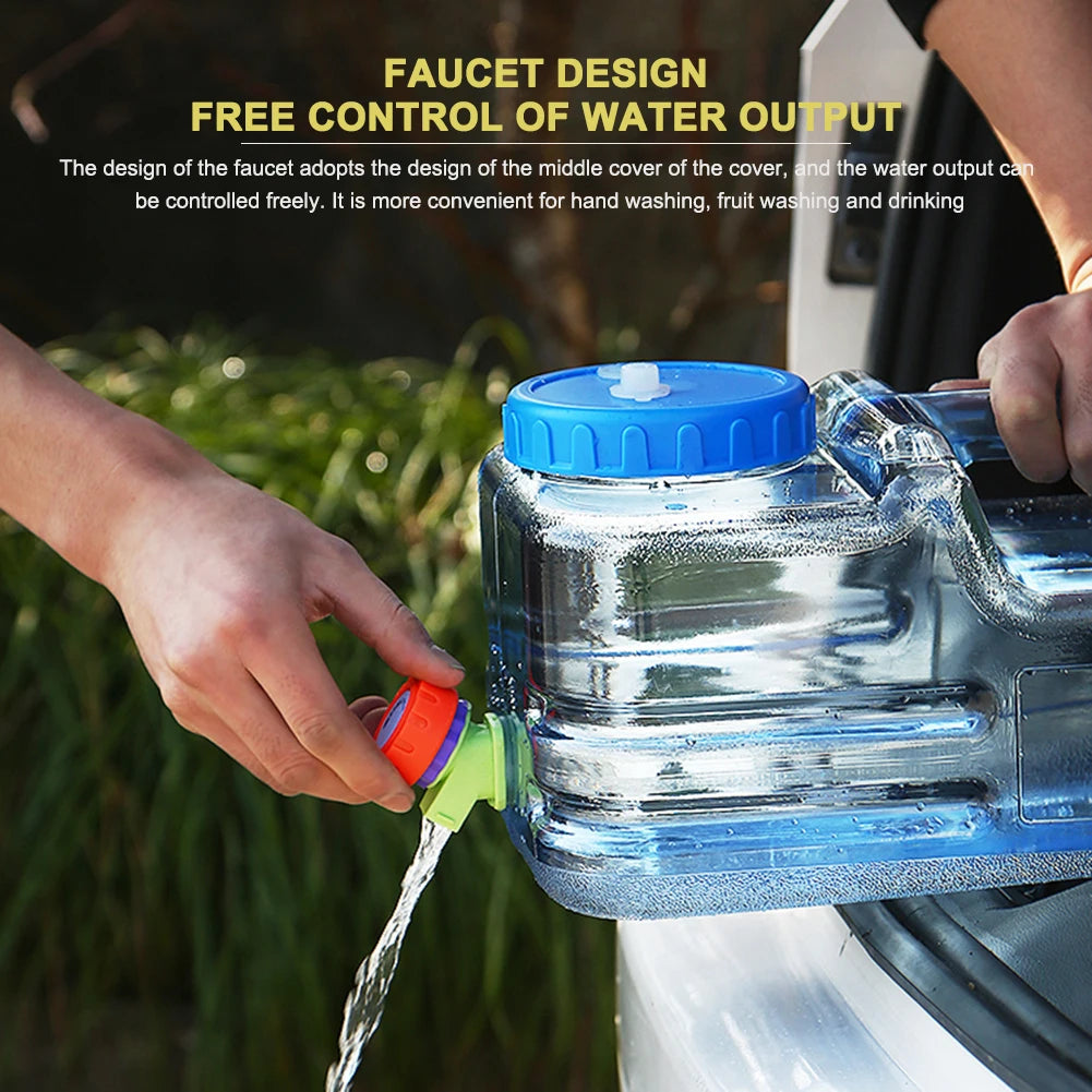 APWIKOGER 5L–10L Portable PC Water Bucket with Faucet – Leakproof Camping & Car Water Tank Container