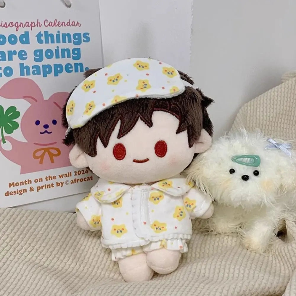Doll Pajamas with Eye Mask – 15cm & 20cm Cotton Cartoon Doll Sleep Clothes & Bathrobe