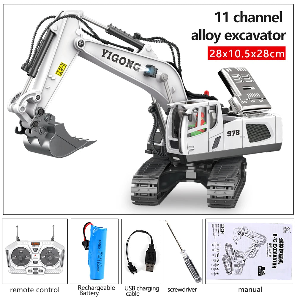 RC Excavator & Construction Toy Set – Remote Control Dump Truck & Bulldozer for Kids