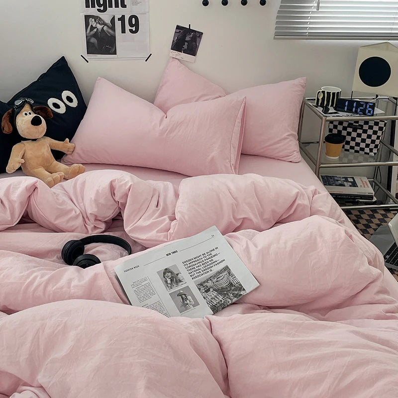 Blue Washed Cotton Duvet Cover – 150x200cm, Girls & Boys Bedroom, Quilt Cover (Pillowcase Sold Separately)