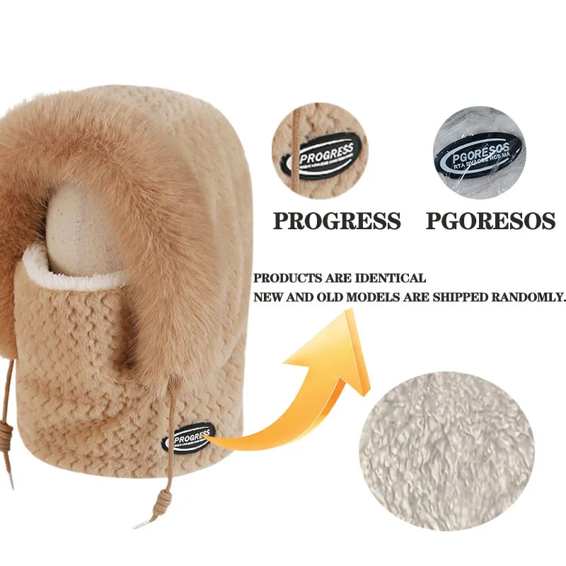 Women's Plush Winter Hood with Face and Neck Cover