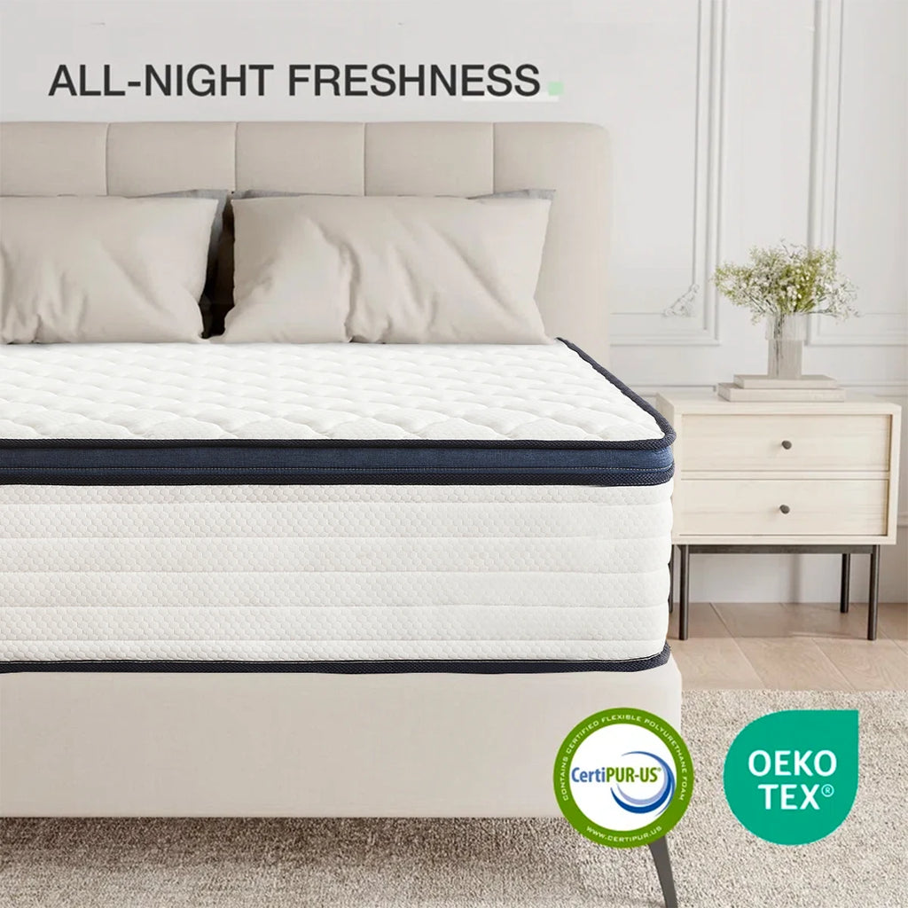 Queen Size Gel Memory Foam Hybrid Mattress – Pressure Relief, Medium Firm, Motion Isolation, Boxed