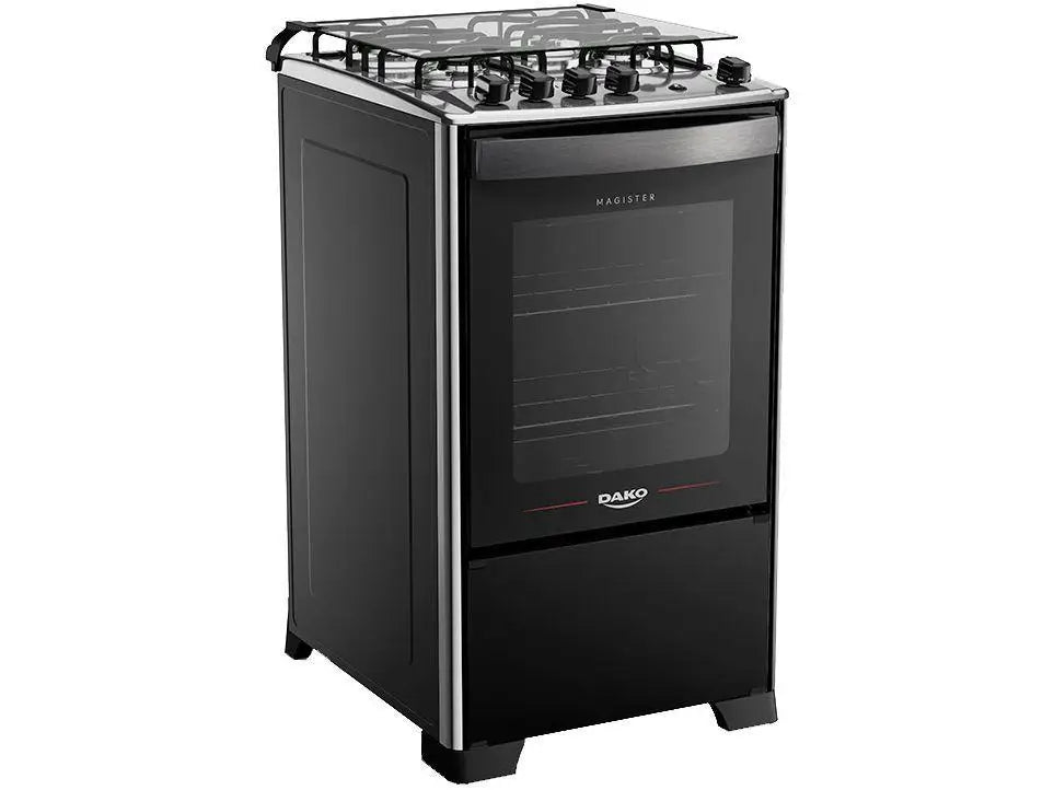 Dako Black Magister 4-Burner Gas Range – Freestanding Stove, Bivolt