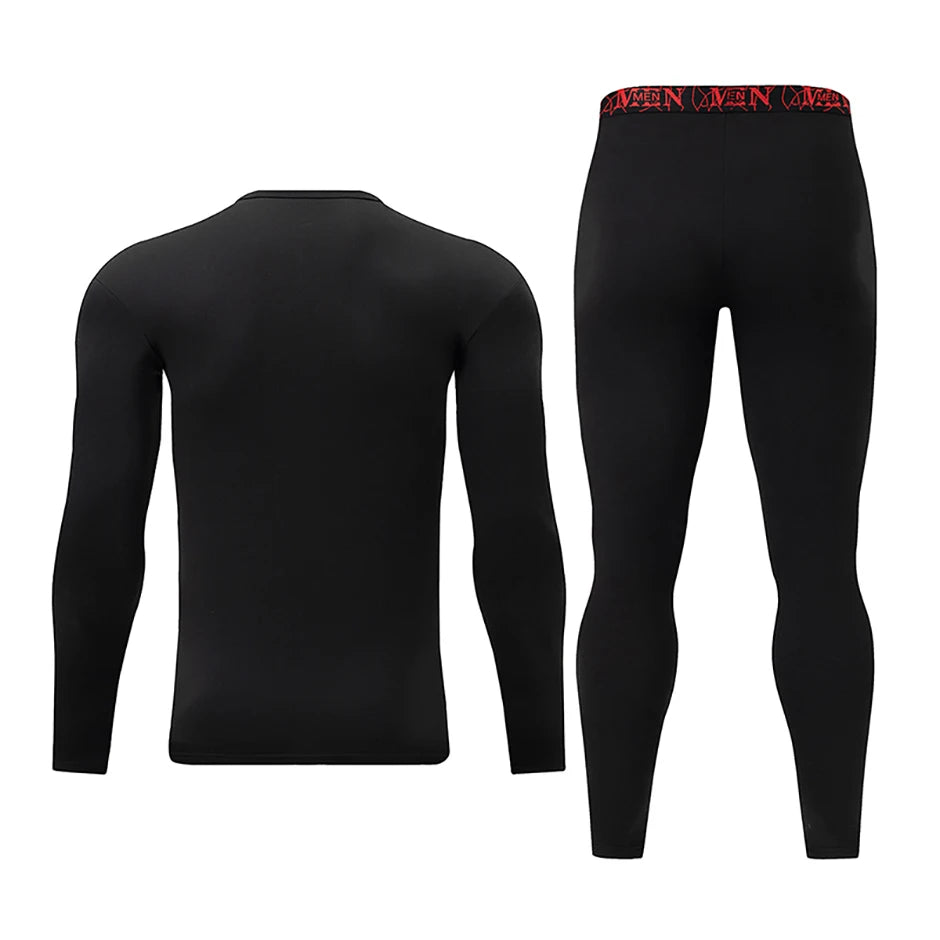 Men's Printed Thermal Underwear Set – 2-Piece Round Neck Sports Suit