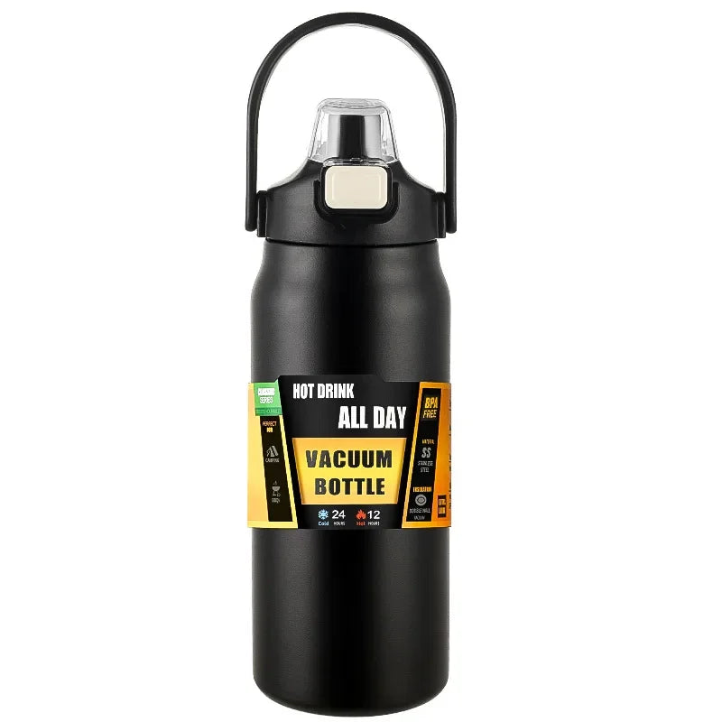 Insulated Stainless Steel Water Bottle with Pop-Up Straw – Double-Wall Vacuum, 24Hr Cold/8Hr Hot, 800ml–1500ml, 9 Colors