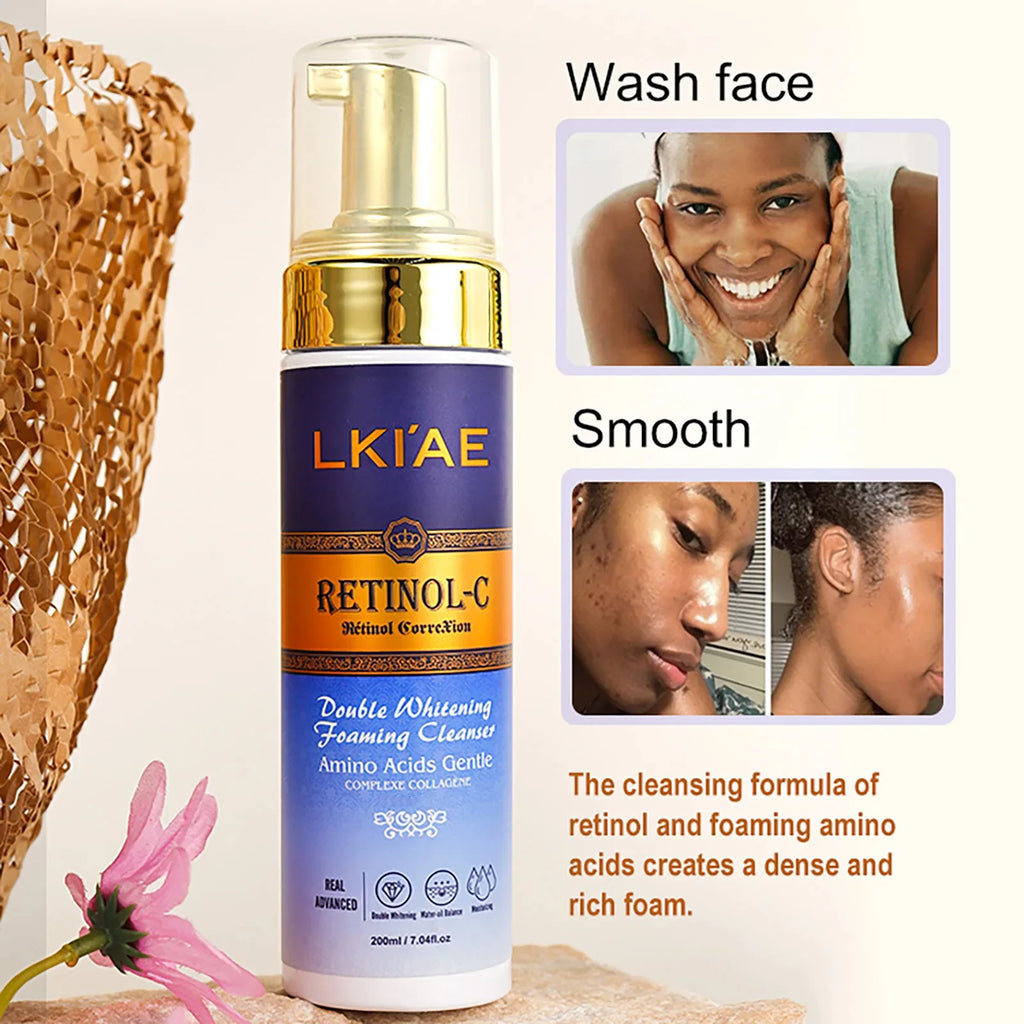 AILKE Retinol Double Whitening 5-in-1 Skincare Kit – Body Lotion, Face Cream, Serum & Cleanser for All Skin Types