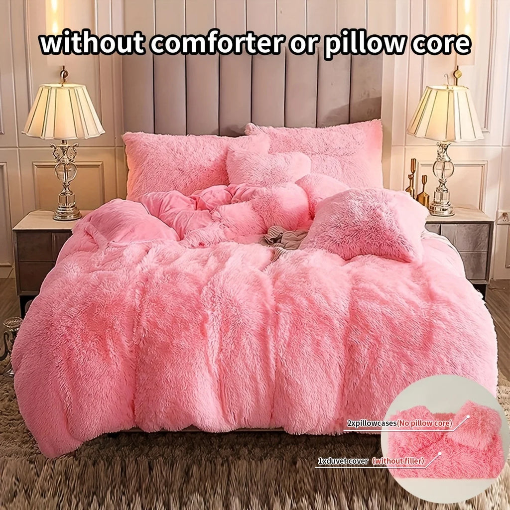 Plush Faux Fur Duvet Cover Set – Luxurious 3-Piece Bedding, 16 Colors & 10 Sizes