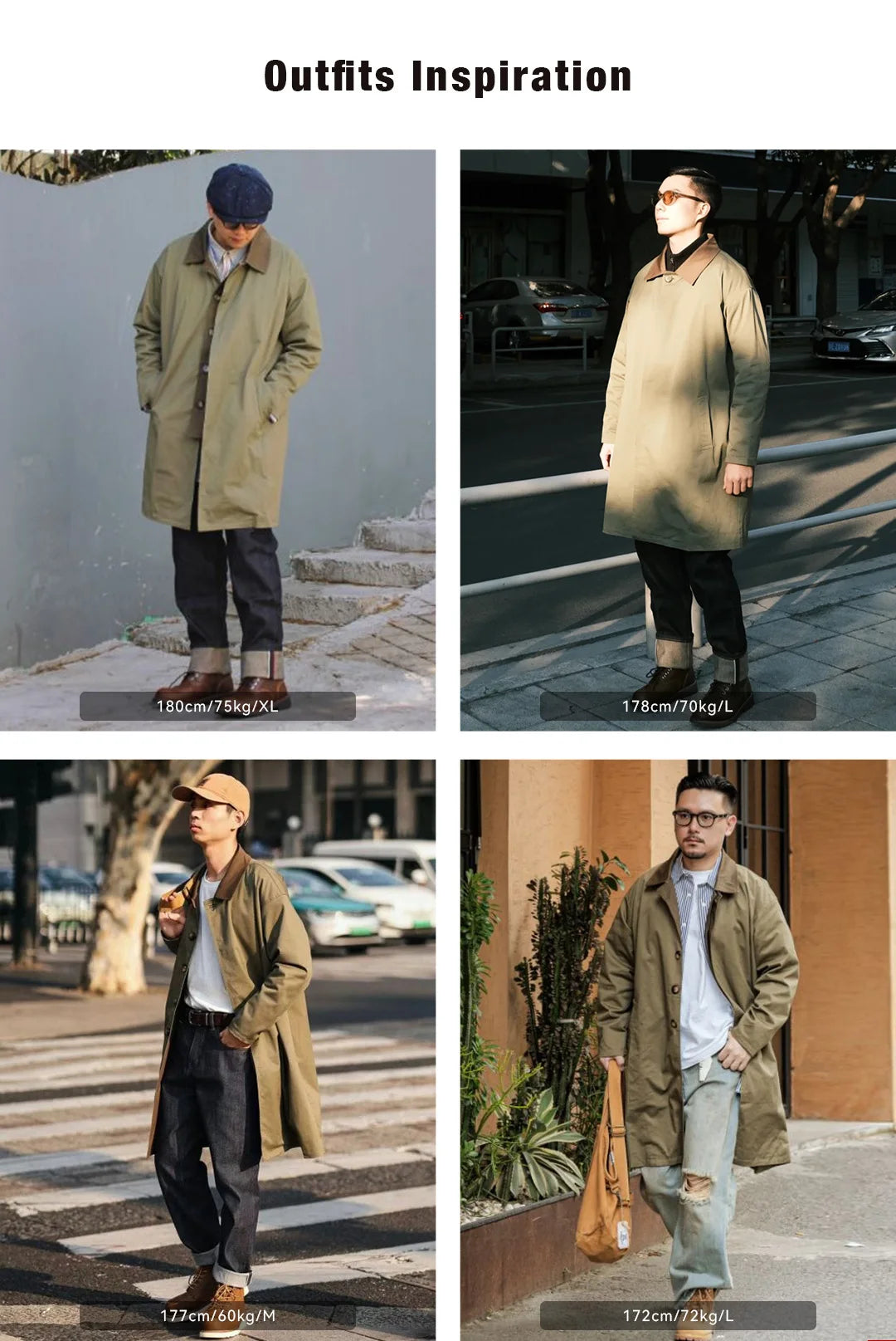 Men's Workwear Trench Coat – Loose Fit Cotton Chore Jacket