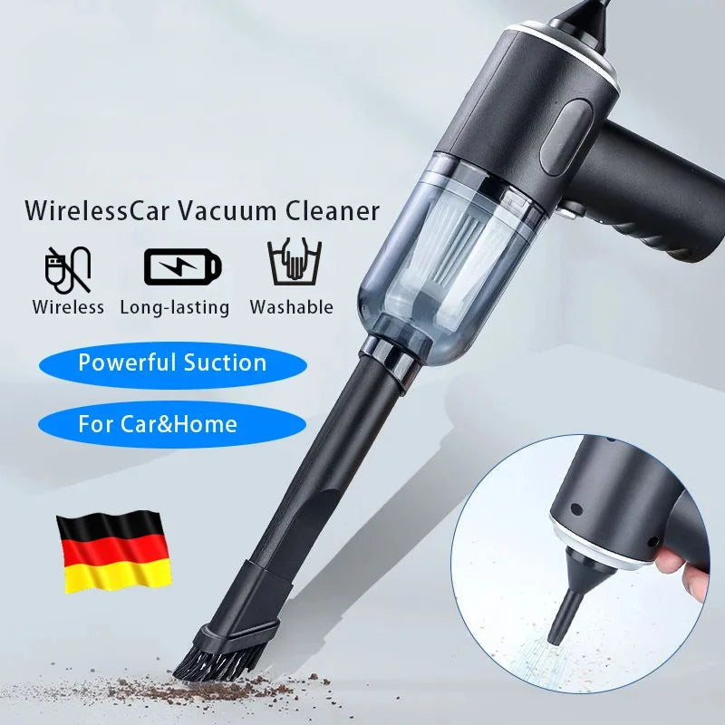 9000Pa Wireless Car Vacuum Cleaner — USB Charging Mini Wet & Dry Handheld Vacuum, 1200mAh