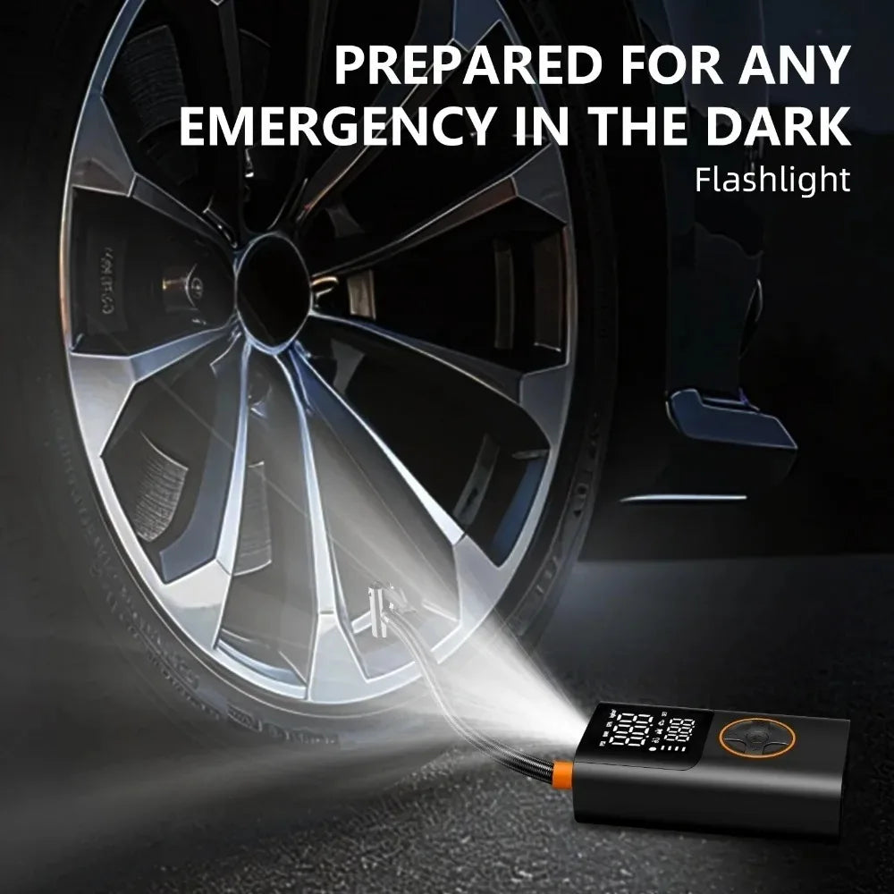 Cordless Tire Inflator with Gauge and LED Light, 150 PSI