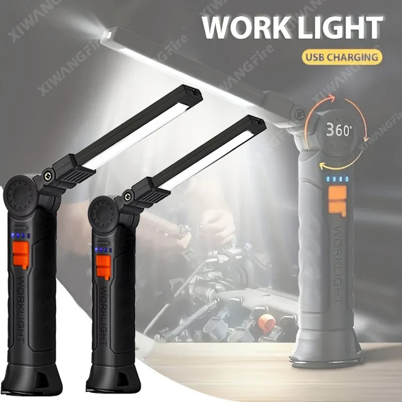 NEWBIRTH COB+LED Work Light – 800 Lumen, 360° Magnetic Base, Foldable Hook, Red Mode, IPX5, Type-C