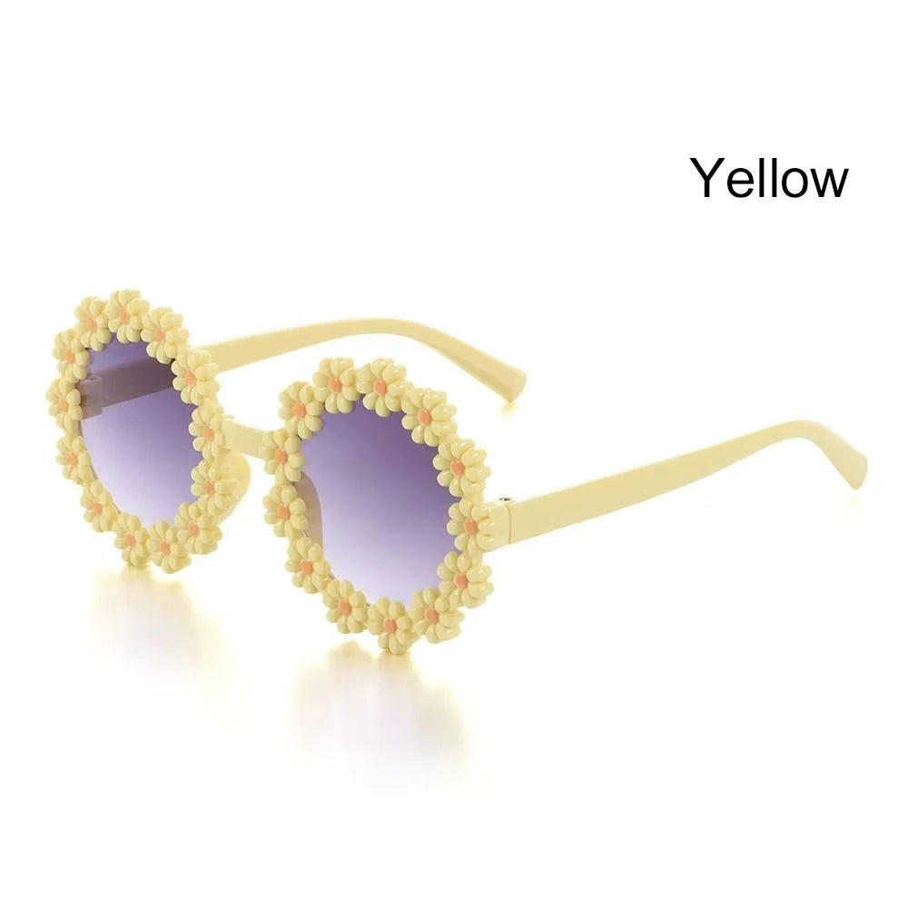 Kids Round Flower Daisy Sunglasses | Cute UV Protection Outdoor Party Shades for Children